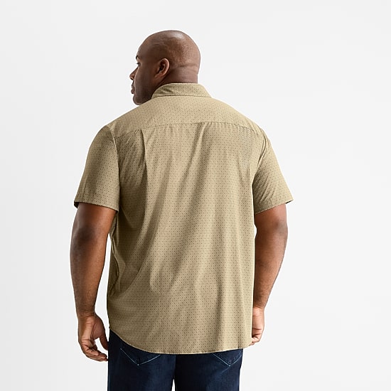 Shaquille O'Neal XLG™ Mens Short Sleeve Regular Fit Big and Tall Button-Down Shirt
