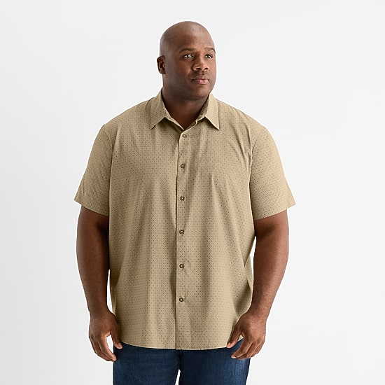 Shaquille O'Neal XLG™ Mens Short Sleeve Regular Fit Big and Tall Button-Down Shirt
