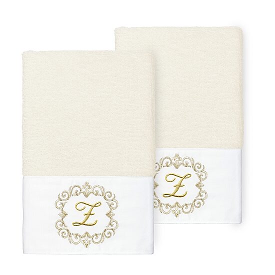 Linum Home Textiles Monica Gold 2-pc. Embellished Hand Towel