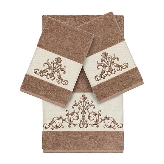 Linum Home Textiles Scarlet Embellished 3-pc. Bath Towel Set