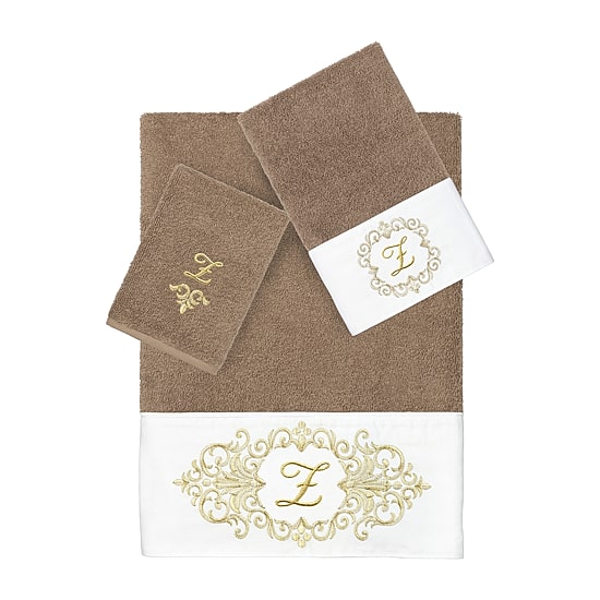 Linum Home Textiles Monica Gold Embellished 3-pc. Bath Towel Set