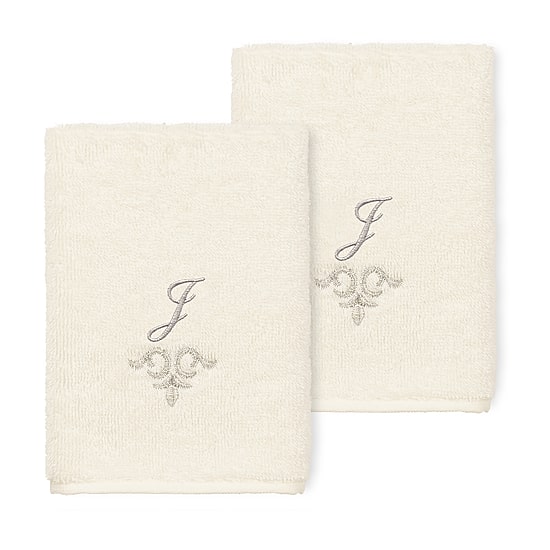 Linum Home Textiles Monica Silver Embellished 2-pc. Embellished Washcloth