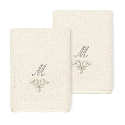 Linum Home Textiles Monica Silver Embellished 2-pc. Embellished Washcloth, One Size, Beige