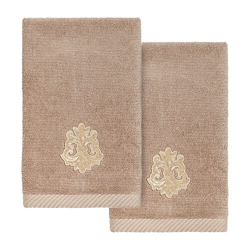 Linum Home Textiles May Embellished 2-pc. Embellished Fingertip Towel, One Size, Brown