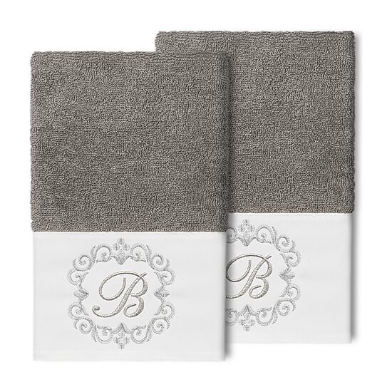 Linum Home Textiles Monica Silver 2-pc. Embellished Hand Towel