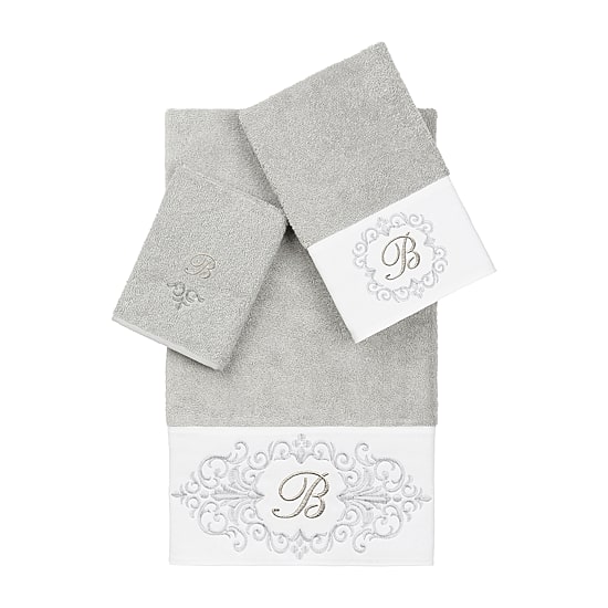 Linum Home Textiles Monica Silver Embellished 3-pc. Bath Towel Set