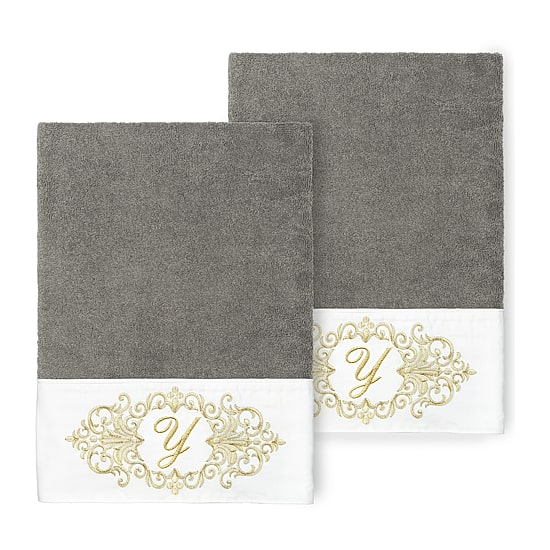 Linum Home Textiles Monica Gold Embellished 2-pc. Bath Towel Set