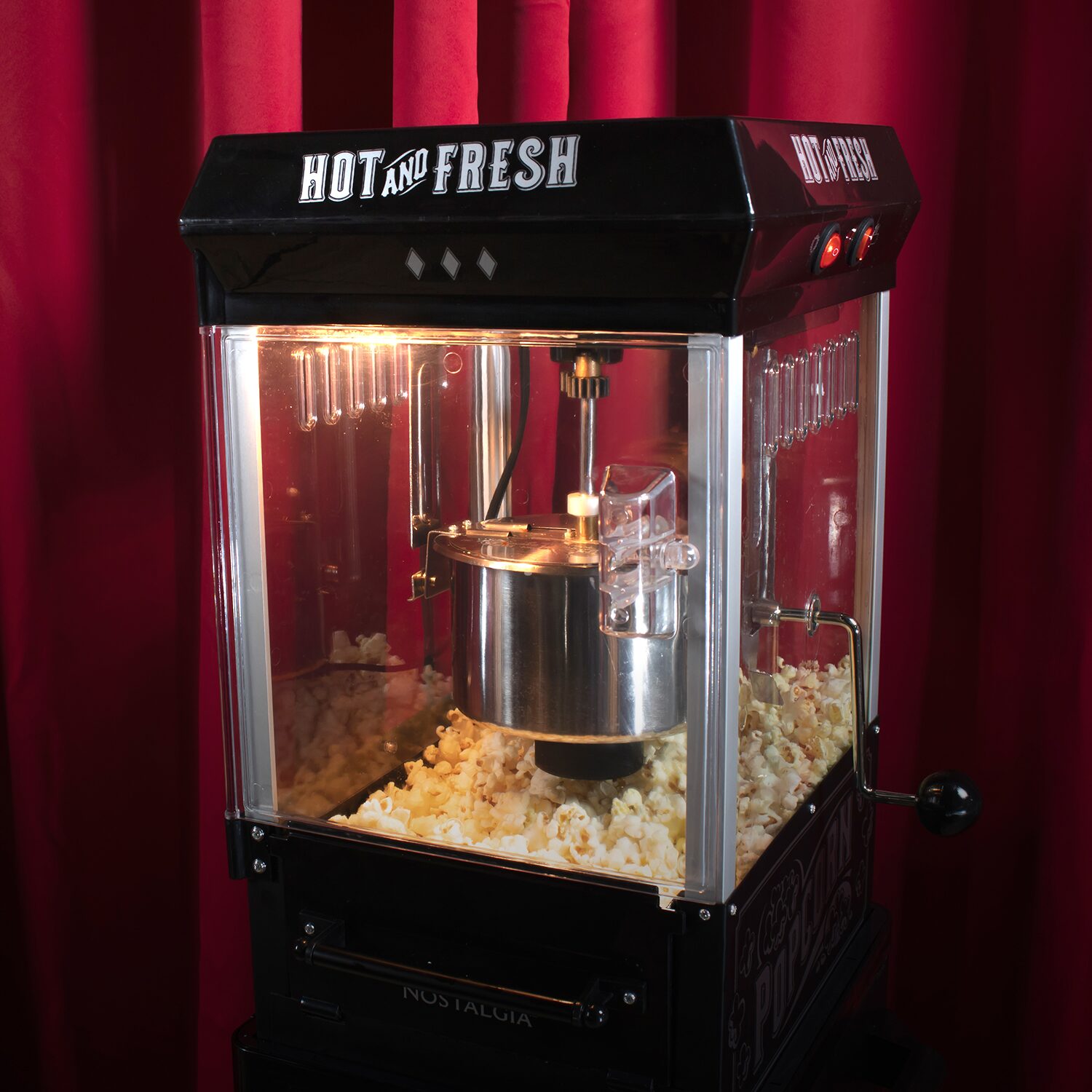 Nostalgia™ KPM200CTBK 2.5 Ounce Popcorn Cart with 5-Quart Popcorn Bowl