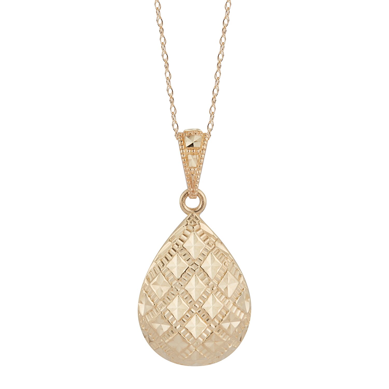 Womens 14K Gold Pear 18 Inch Pendant Necklace