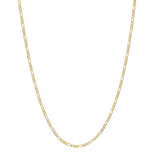 Made in Italy Womens 24K Gold Over Silver 24 Inch Figaro Chain Necklace