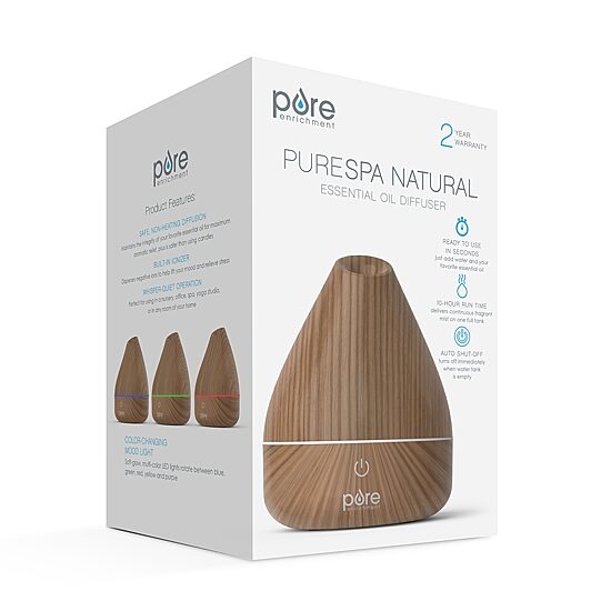 Pure Enrichment Purespa Natural Wood Aroma Oil Diffuser