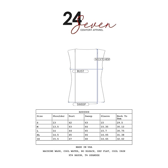 24/7 Comfort Apparel Open Front 3/4 Length Sleeve Cardigan