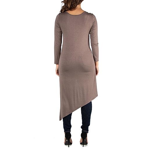 24seven Comfort Apparel Womens Round Neck 3/4 Sleeve Tunic Top