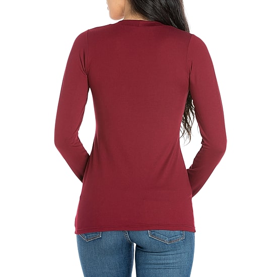 24seven Comfort Apparel Womens Round Neck 3/4 Sleeve Tunic Top