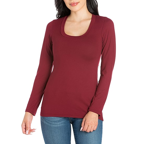 24seven Comfort Apparel Womens Round Neck 3/4 Sleeve Tunic Top