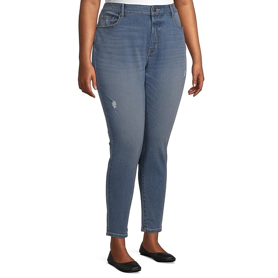 A.N.A Womens Plus Stretch Fabric High Rise Skinny Fit Jean