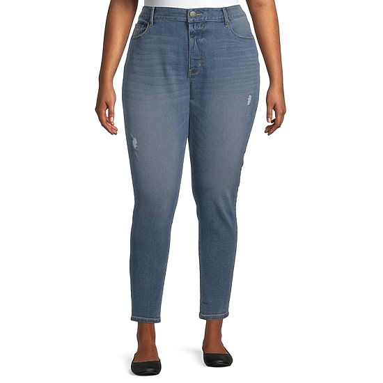 A.N.A Womens Plus Stretch Fabric High Rise Skinny Fit Jean
