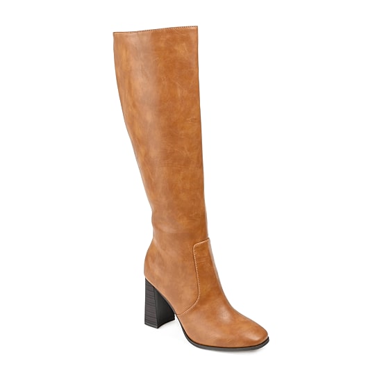 Journee Collection Womens Karima Wide Calf Stacked Heel Riding Boots