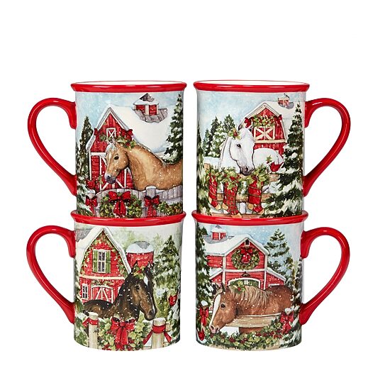 Certified International Homestead Christmas 4-pc. Mugs