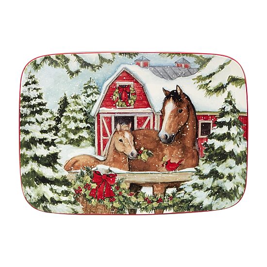 Certifed International Homestead Christmas Rectangular Platter