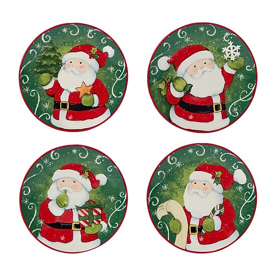 Certified International Holiday Magic Santa 4-pc.Canape Plate Set