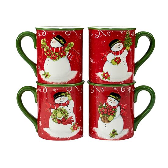 Certified International Holiday Magic Snowman 4-pc. Mug Set
