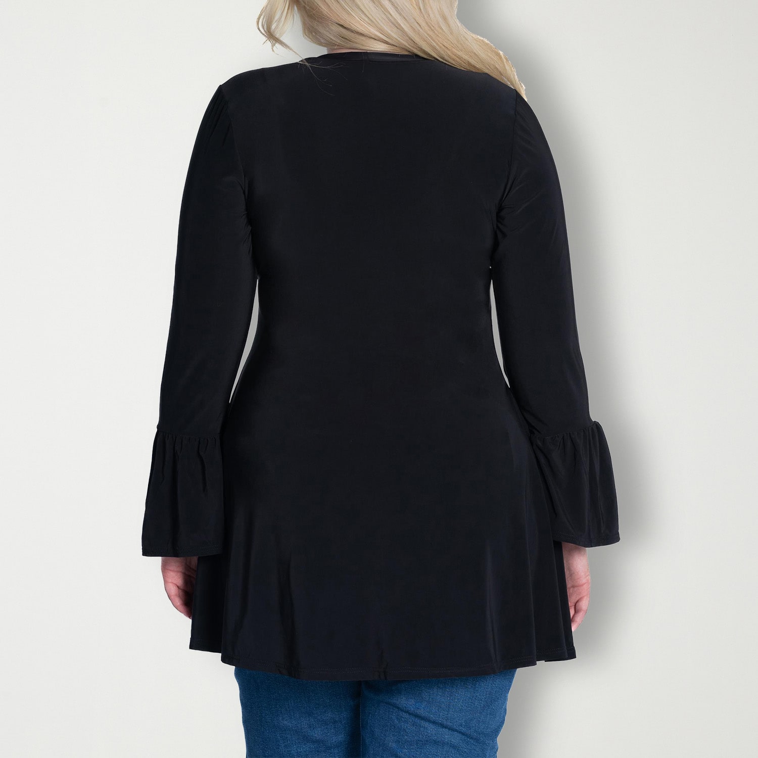 24seven Comfort Apparel Womens Plus Scoop Neck Long Sleeve Blouse