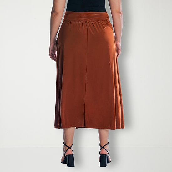 24seven Comfort Apparel Womens Plus Mid Rise Maxi Skirt