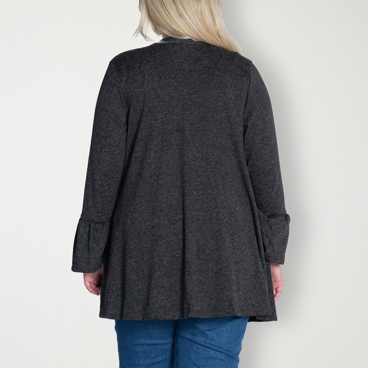 24seven Comfort Apparel Womens Long Sleeve Open Front Plus Cardigan