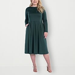 jcpenney olive green dress Long Sleeve Green Dresses - Women