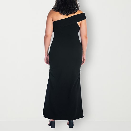24seven Comfort Apparel Womens Plus Asymmetrical Neck Sleeveless Maxi Dress