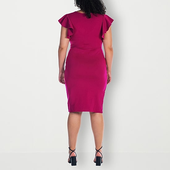 24seven Comfort Apparel Womens Plus Short Sleeve Wrap Dress