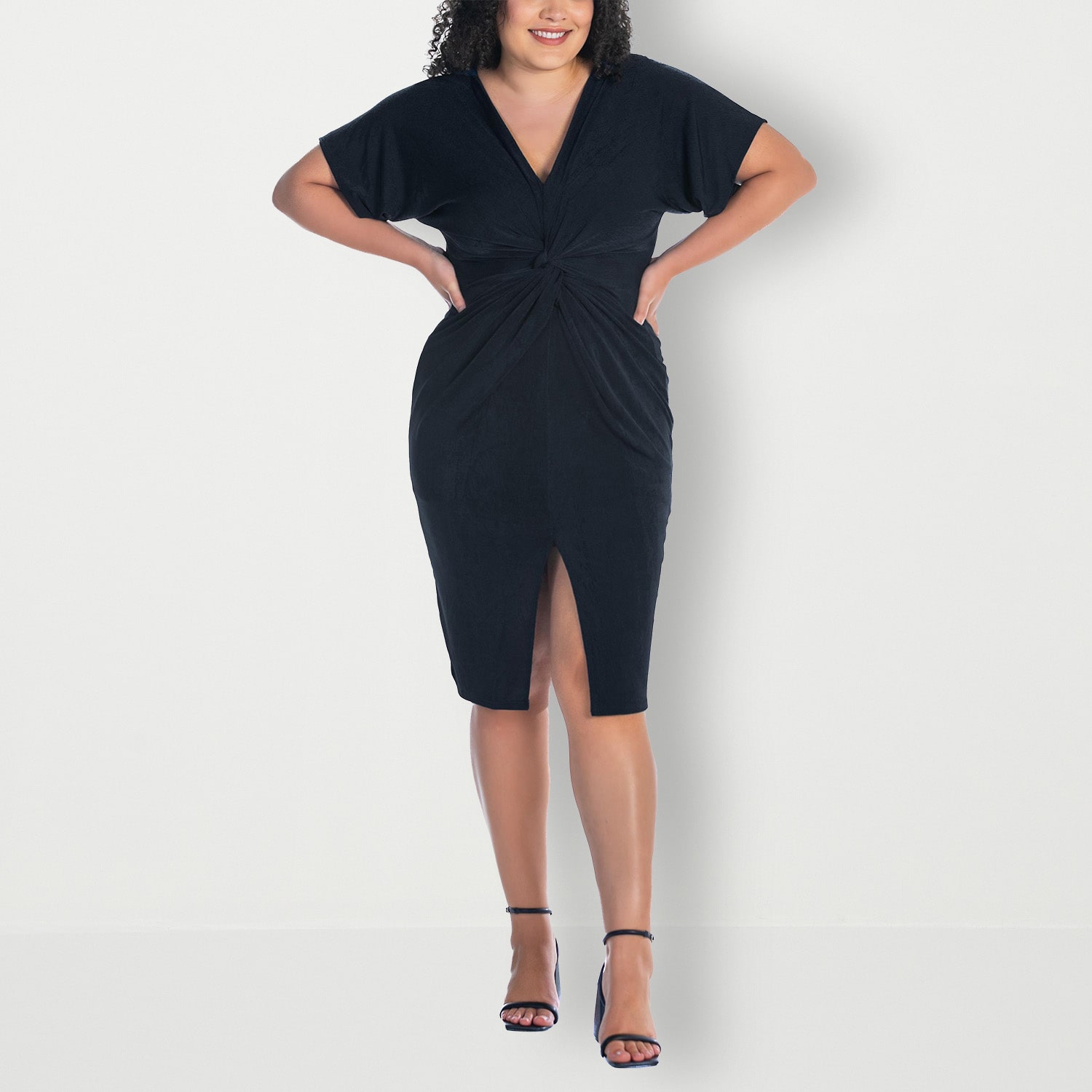 24seven Comfort Apparel Womens Plus V Neck Sleeveless Casual Bodycon Dress