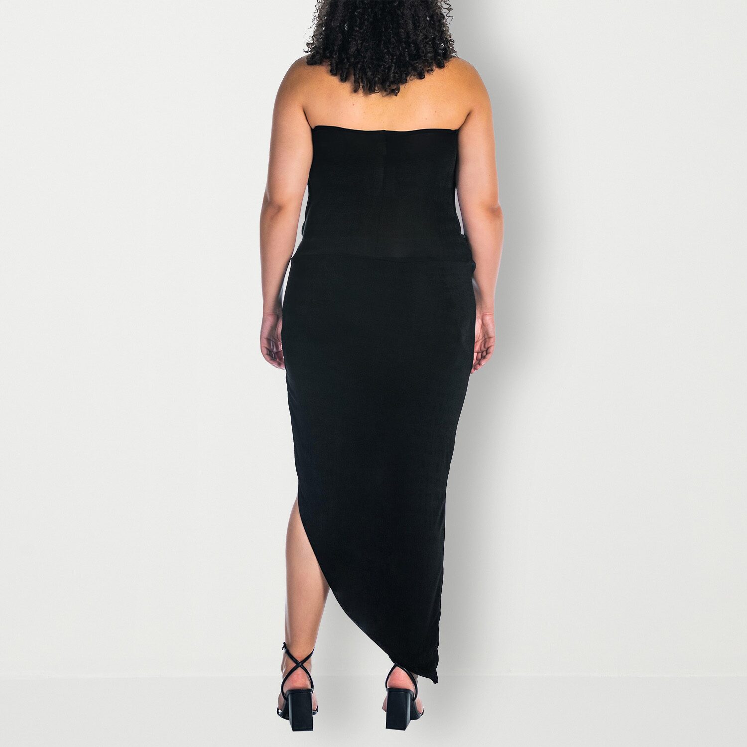 24seven Comfort Apparel Womens Plus Midi Cowl Neck Sleeveless Casual Bodycon Dress