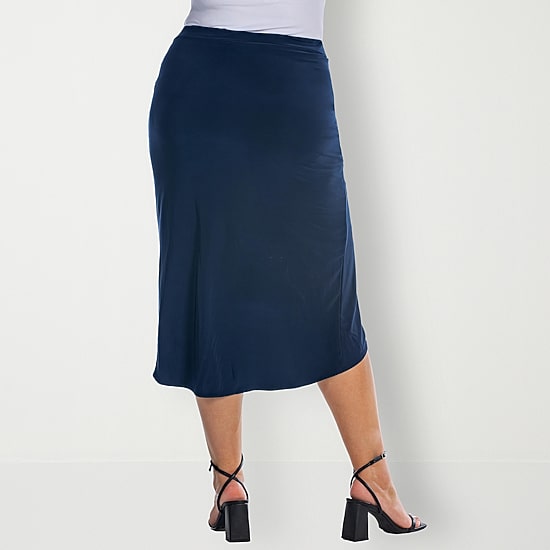 24seven Comfort Apparel Womens Plus Mid Rise Pencil Skirt