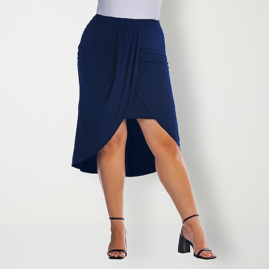 24seven Comfort Apparel Womens Plus Mid Rise Pencil Skirt