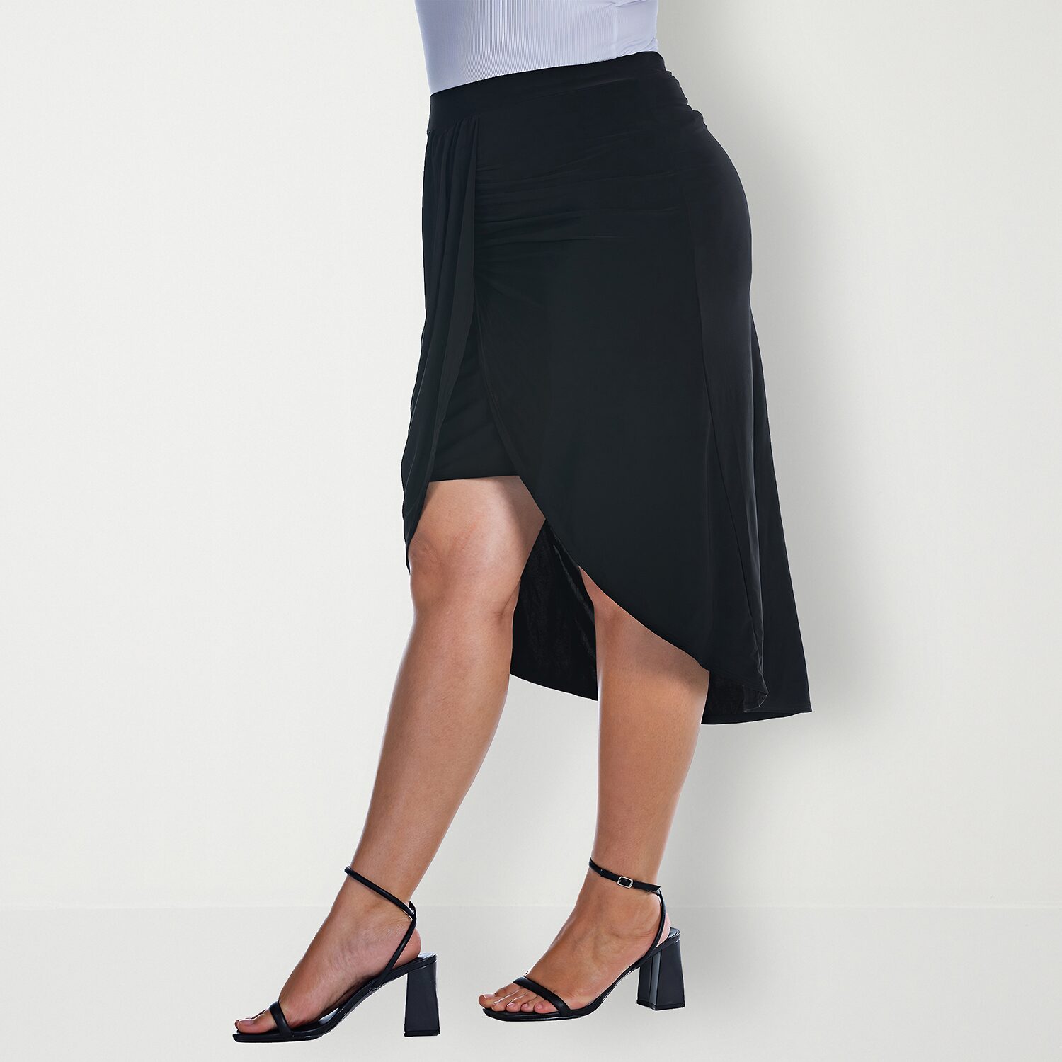 24seven Comfort Apparel Womens Plus Mid Rise Pencil Skirt