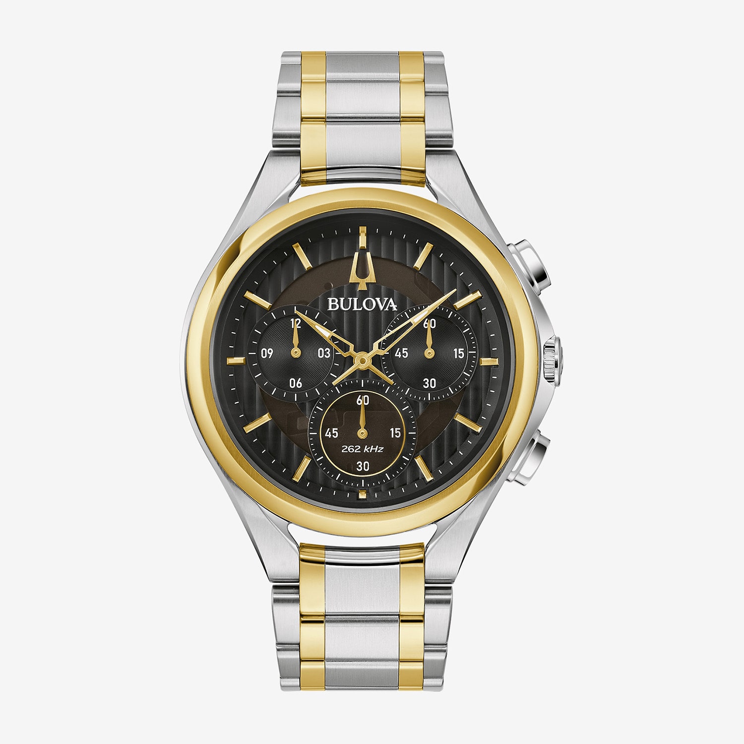 Bulova Mens Chronograph Diamond Accent Two Tone Stainless Steel Bracelet Watch 98a301