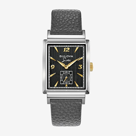 Bulova Frank Sinatra Mens Gray Leather Strap Watch 98a261