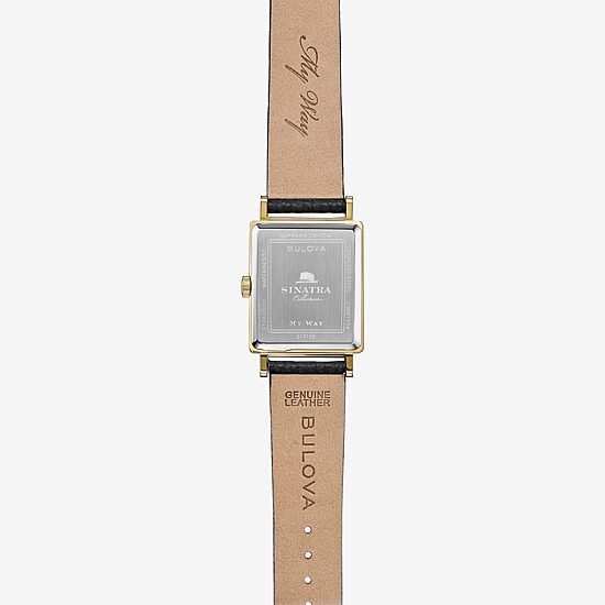 Bulova Frank Sinatra Mens Black Leather Strap Watch 97a158