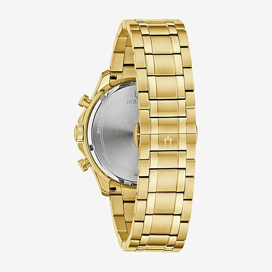 Bulova Diamond Mens Gold Tone Stainless Steel Bracelet Watch 98e113