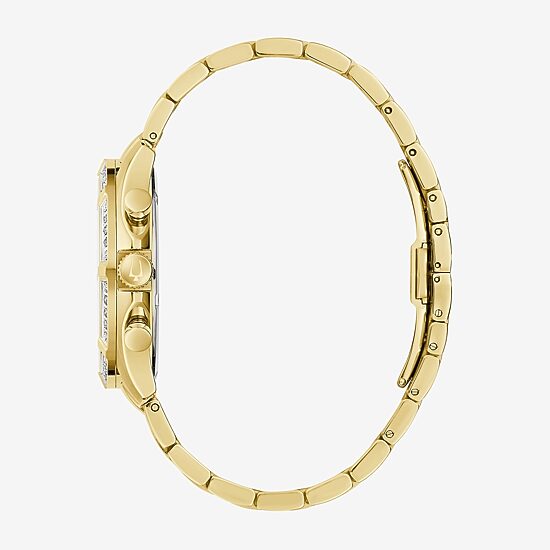 Bulova Diamond Mens Gold Tone Stainless Steel Bracelet Watch 98e113