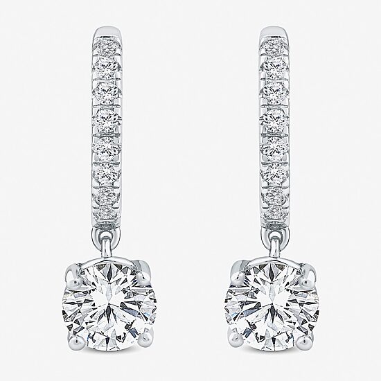 (H / Si2) Womens 2 1/4 CT. T.W. Lab Grown White Diamond 10K Gold 20.4mm Round Hoop Earrings
