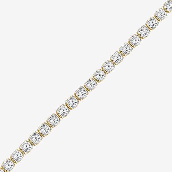(H / Si2) Womens 10 Ct.T.W. Lab Grown White Diamond 10K Gold 7.25 Inch Tennis Bracelet