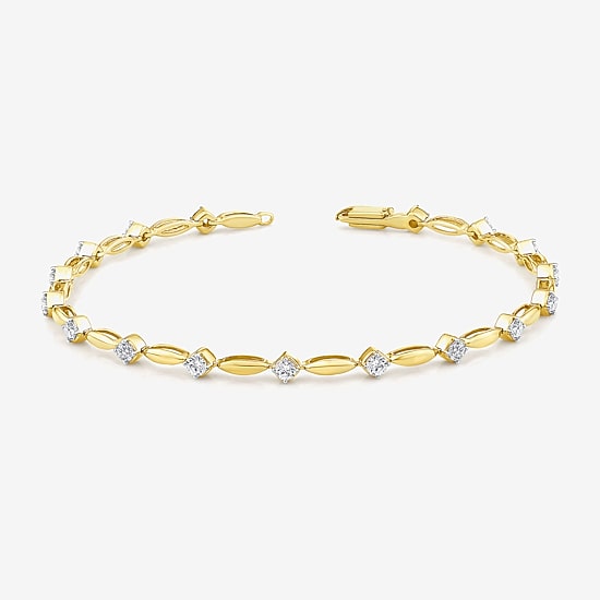 (I1/ I) Womens 1 CT. T.W. Lab Grown White Diamond 10K Gold 7 Inch Tennis Bracelet