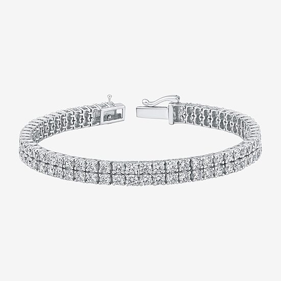 (H / Si2) Womens 10 Ct.T.W. Lab Grown White Diamond 10K Gold 7.25 Inch Tennis Bracelet