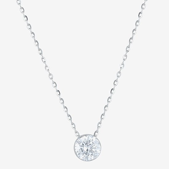 Floating Diamonds (F / Vs2) Womens 1/2 CT. T.W. Lab Grown White Diamond 14K Gold Round 18 Inch Pendant Necklace
