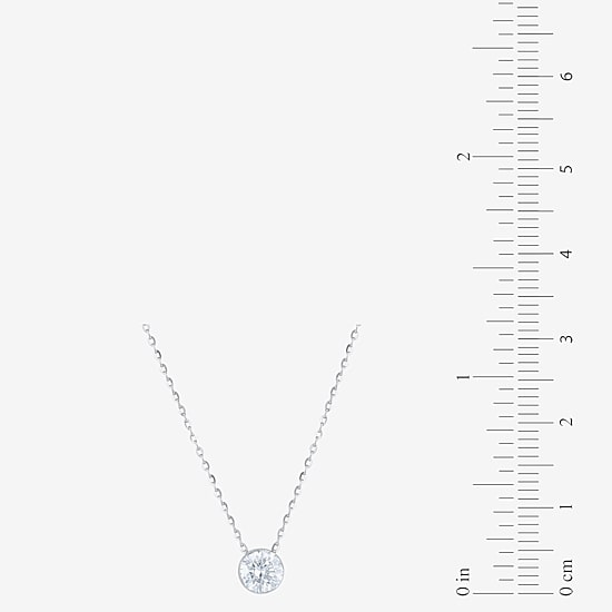 Floating Diamonds (F / Vs2) Womens 1/2 CT. T.W. Lab Grown White Diamond 14K Gold Round 18 Inch Pendant Necklace