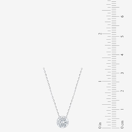 Floating Diamonds (F / Vs2) Womens 1 CT. T.W. Lab Grown White Diamond 14K Gold Round 18 Inch Pendant Necklace