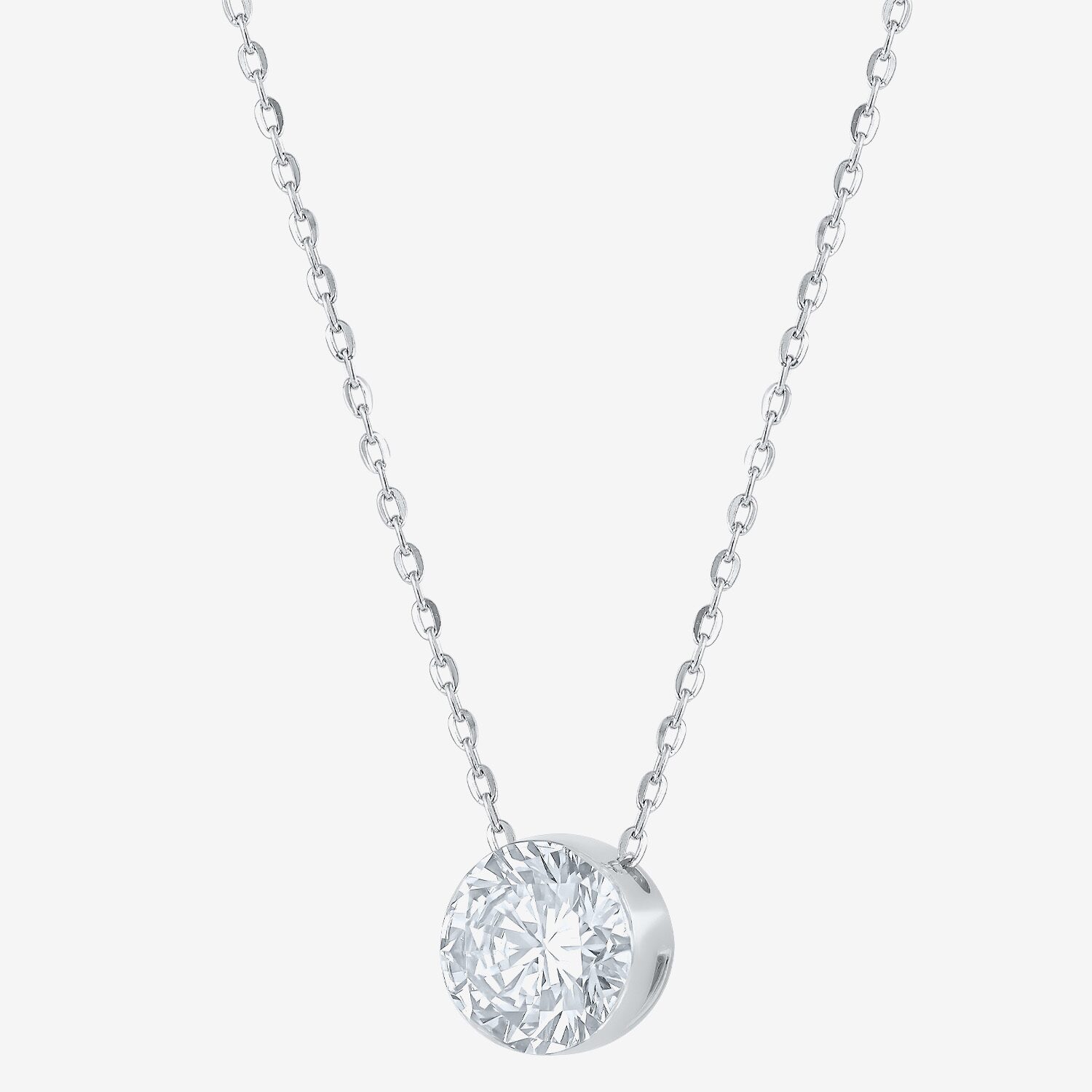 Floating Diamonds (F / Vs2) Womens 1 CT. T.W. Lab Grown White Diamond 14K Gold Round 18 Inch Pendant Necklace